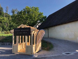 Ein Pavillon aus Holz, gebaut von der Sektion Thurgau, wies den Weg zum Impulstag Holz.
